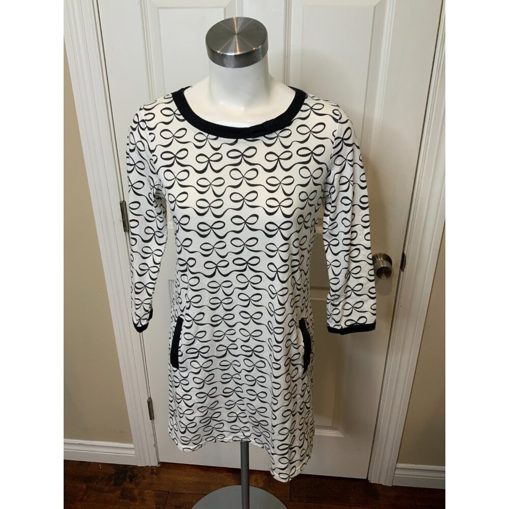 Kate Spade New York  White Black Bow Pajama Dress, Size Small